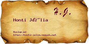 Honti Júlia névjegykártya